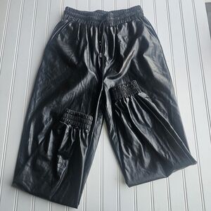 Eilly Bazar Black Faux Pleather Joggers With Pockets Womens Small